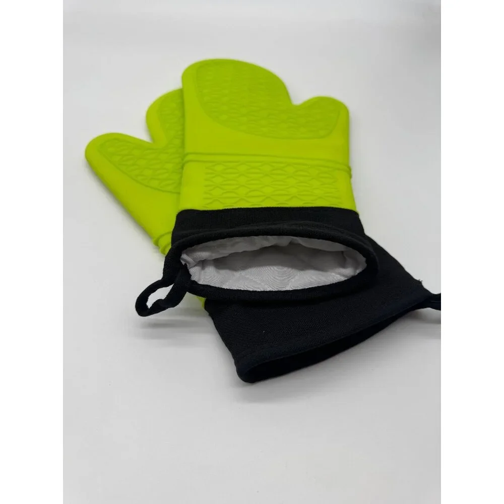 Silicone Oven Mitts Heat Resistant Silicone Oven Gloves with Soft Inner Lining